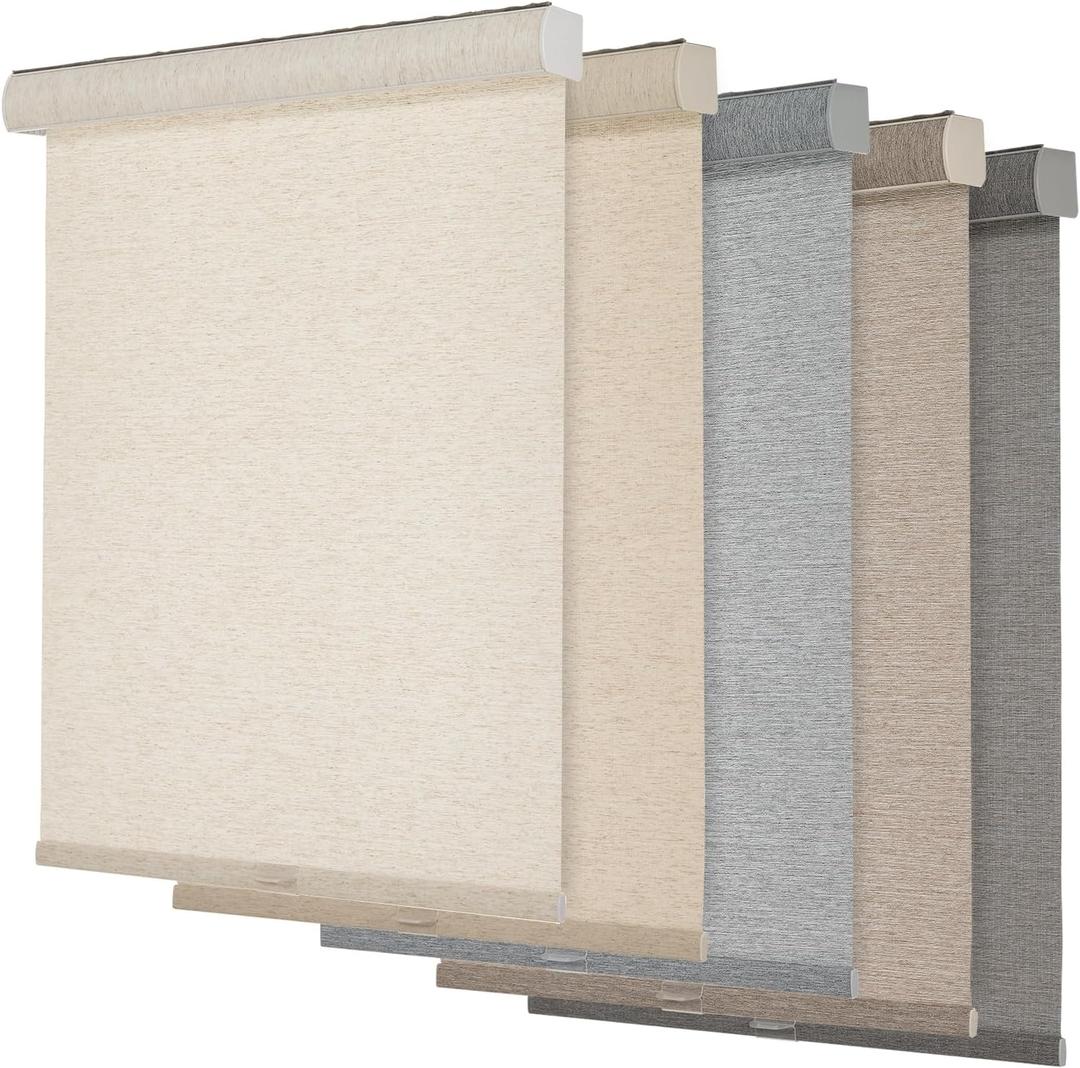 Persilux Light Filtering Roller Shades for Windows,Cordless,Linen Fabric,Roller Blinds,Thermal Insulated Fabric UV Protection Shades for Home,Office,Bedroom,Door,Light Filtering-Cream,Custom Now