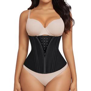 SHAPERX Waist Trainer for Women Underbust Corset Shapewear Tummy Control Workout Waist Cincher Body Shaper Zipper and Hooks, SZ7310-Black-S