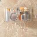Acrylic Wall Mounted Storage Racks,2Pcs Storage Box Shower Basket, Transparent Plastic Makeup Box Stackable Storage Basket for Kitchen Bathroom Cabinet Pantry and Office, with 2 Back Stickers