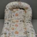 Baby Lounger for Newborn, Infant Lounger for Playtime, Detachable 0-18 Months Infant Nest, Portable Baby Floor Seats & Loungers, Tummy Time Pillow Travel Essentials Must Haves Newborn Gifts (Light Brown Farm Theme)