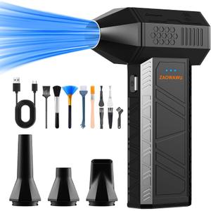 Compressed Air Duster-110000 RPM Super Power Electric Air Duster, 3-Speed Adjustable Rechargeable Cordless Air Blower with Fast Charging, 4 Nozzle for PC, Keyboard, Car, Home, Outdoor