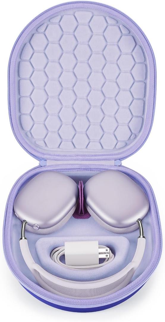 Smart Case for New Apple AirPods Max Supports Sleep Mode, Hard Organizer Portable Carry Travel Cover Storage Bag (Purple)