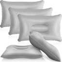 Maitys 5 Pieces Inflatable Travel Pillow Portable Compact Air Pillow Flocked Fabric Backpacking for Camping Hiking Home Office Sleeping Neck Head Lumbar Support(16.93 x 10.63 Inches,Gray)