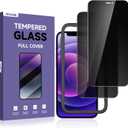 ruwa Privacy Screen Protector for iPhone 12/12 Pro[6.1 Inch][2-Pack] Anti-Peep Tempered Glass Film with Easy Installation Frame, Ultra HD, 9H Hardness, Scratch Resistant, Case Friendly