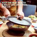 Uno Casa 12 Inch Blue Carbon Steel Wok Pan - Non-Stick, Stir-Fry, Includes Lid