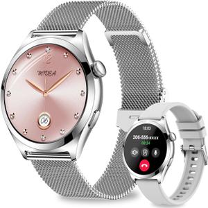 Smart Watches for Women, 1.27" TFT Touchscreen Smartwatch Answer/Make Call, Activity Fitness Trackers with 120+ Sports/HR/Sleep/SpO2 Monitor, IP68 Waterproof for Android iOS (Silver)