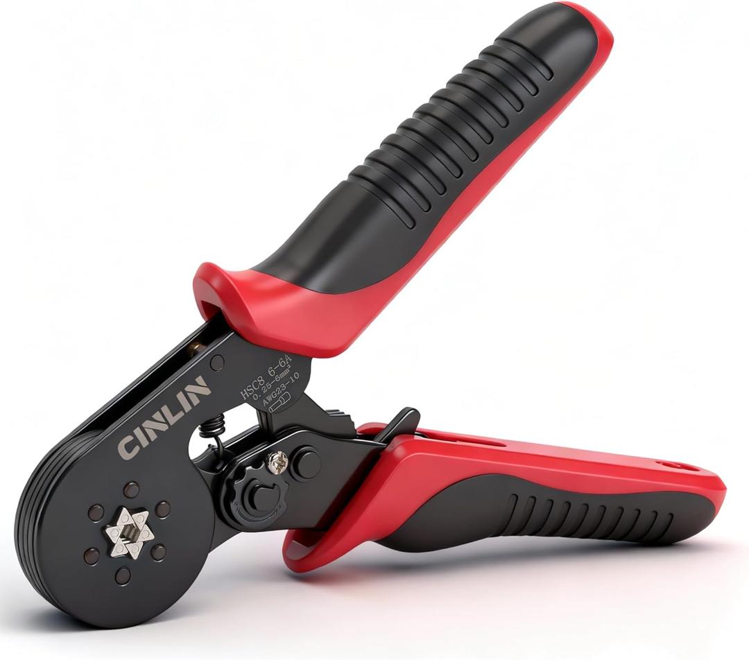 Ferrule Crimping Tool AWG 23-10, Hexagonal Ratchet Self-Adjusting Crimper for End-Sleeve Terminals