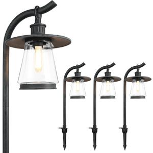 hykolity Low Voltage Landscape Path Lights, 12V-15V AC LED Outdoor Landscape Lighting with LED Bulb & Wire Connector, Zinc Aluminum Housing Pathway Lights for Yard Garden Walkway, 4 Pack, ETL Listed