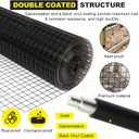 48'' x 50' 1.5inch Hardware Cloth 16 Gauge Black Vinyl Coated Welded Fence Mesh for Home and Garden Fence and Home Improvement Project