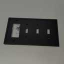 Henne Bery Modern Edge Decorative Wall Plate Switch Plate Outlet Cover, Durable Solid Zinc Alloy (Triple Toggle/Single Decorator, Matte Black)