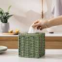 Sage Green Tissue Box Cover, Paper Rope Hand Woven Square Tissue Box Holder for Home Decor, Bathroom Countertop, Office, Bedside Table
