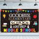 Goodbye Elementary School Next Stop Middle School Backdrop Banner 73 x 43 Inch Large Size Primary School Graduation Background Banner Party Decorations Congrats Grad Photo Booth Props