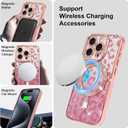 BITOBE Designed for iPhone 15 Pro Glitter Case Cheetah Print Design, Luxury Sparkly Shockproof Slim Leopard Bumper with Camera Protection for Women Girls Men 6.1"- Pink