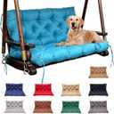 Porch Swing Cushions Replacement: Waterproof 2-3 Seater Patio Bench Cushion with Backrest Ties - 4 Inch Thickened Swing Seat Cushion for Garden Backyard Outdoor Furniture (Light Blue)