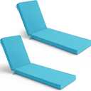 Chaise Lounge Cushions Outdoor Set of 2 - Waterproof and Fade Resistant Sun Lounger Replacement Cushions - Patio Lounger Pads with Removable Cover for Pool, Deck, Lawn, 72 x 21 x 3 Inch, Teal