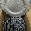 50 Pcs Silver Charger Plates Bulk, 13" Reef Plate Chargers for Dinner Plates, Plastic Floral Decorative Plates for Table Setting, Round Table Chargers for Wedding, Christmas, Party, Event, Decoration