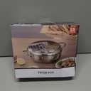 304 Food Grade Stainless Steel Deep Fryer Pot, 2.2L Small Tempura Frying Pot with Lid and Oil Drip Drain Rack. Includes Tong (2.3QT, Suitable for 1-3 people)