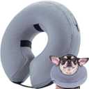 Soft Dog Cone Collar Inflatable (S Size), Soft Blow-up Protective Recovery Dog Cone, Cat Donut Collar, Comfy E-Collar After Surgery for Small Dogs/Cats to Prevent Biting Scratching, Grey