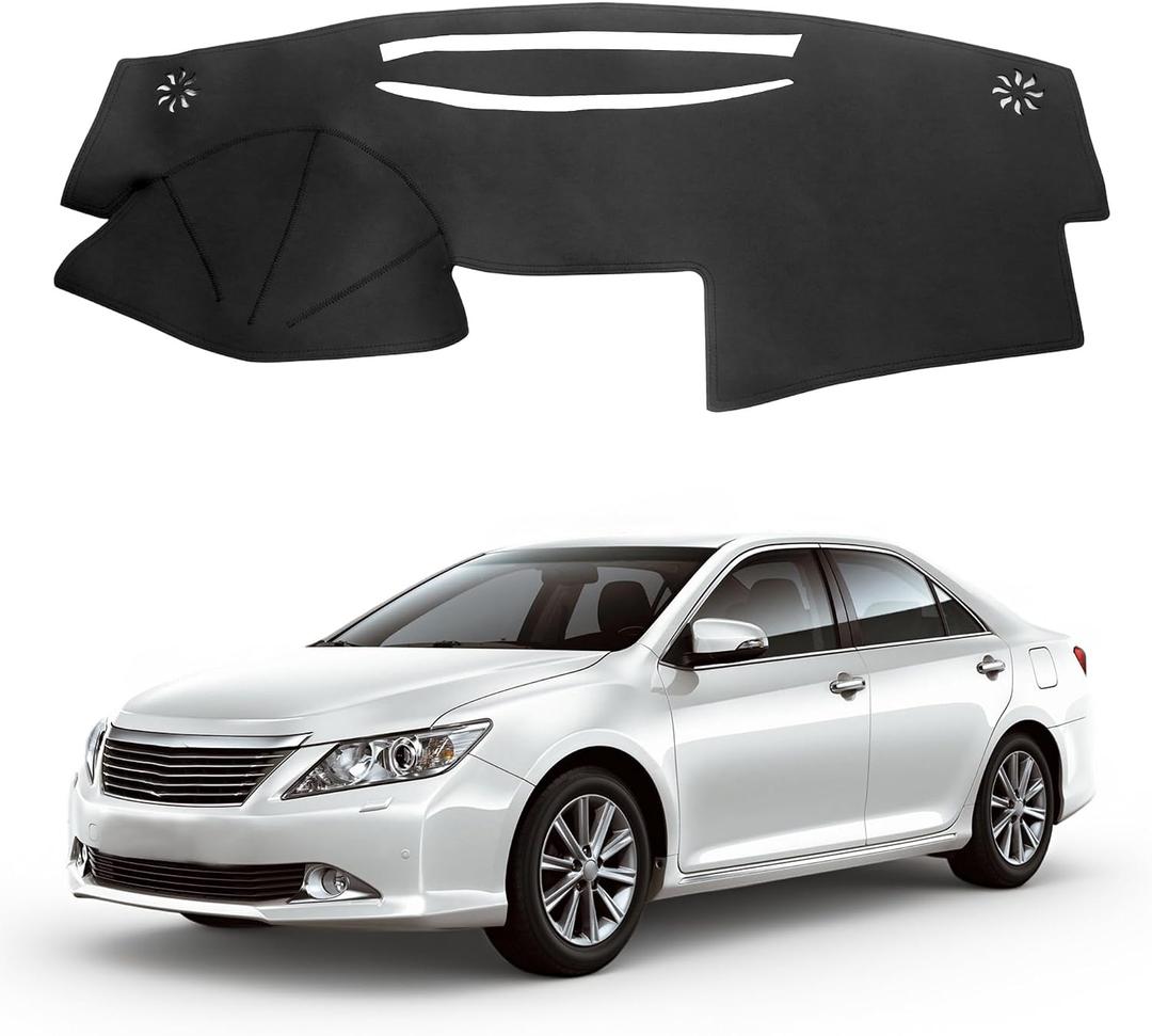 Leather Dashboard Cover Compatible with Toyota Camry XV40 2007-2011 PU Leather Dash Mat, Easy Clean UV Protection, No Glare Interior Accessory