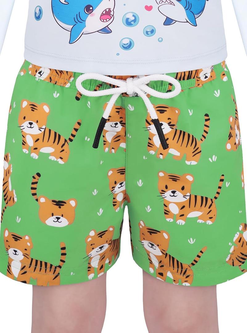 Boys Swim Trunks Quick Dry with Stretch Compression Liner, Beach Shorts for Toddler, Size 2T to 6 7 8 10 12 14 16