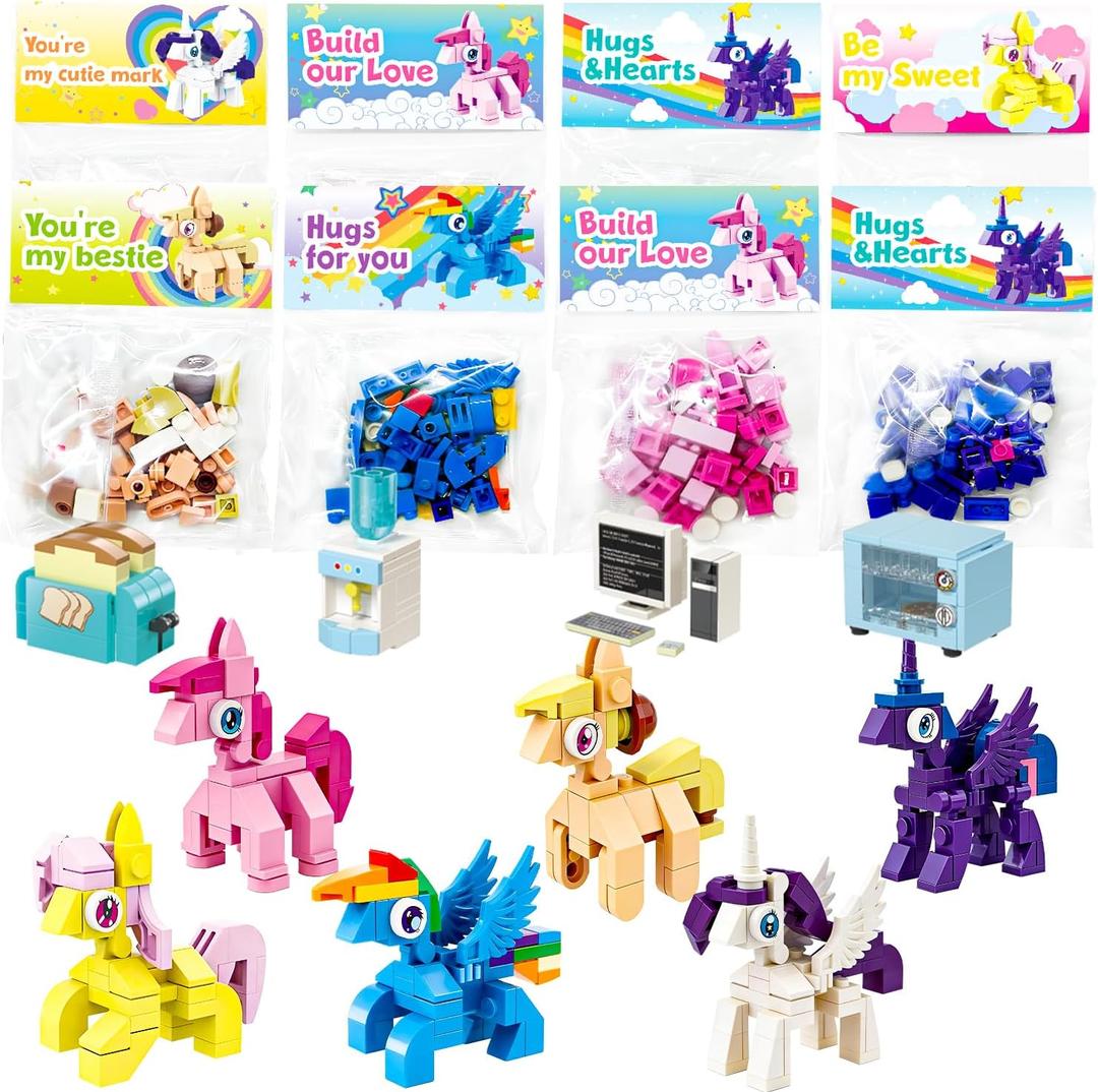 WODMAZ 24 Packs Animal Building Blocks for Kids, Unicorn Building Blocks Toy Set for Kids Classroom Prizes Goodie Bags, Valentine Gifts, Easter Basket Stuffers