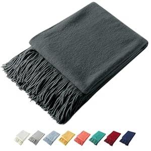 Homiest Decorative Knitted Throw Blanket with Fringe Soft & Cozy Tassel Blanket for Couch Sofa Bed (Grey, 50x60)