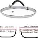 Antrader Glass Lid,7""Tempered Replacement Lid with Silicone Handle for Any Cookware（ID:7.03""-OD:7.56""), Clear,Silver,Black