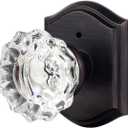 Crystal Glass Door Knobs Interior with Lock, Vintage Privacy Door Knob for Bedroom Bathroom, Oil Rubbed Bronze
