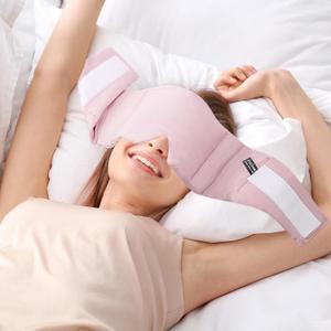 FRESHME Weighted Sleep Mask for Women - Pink Oversize Large (0.7lb/11oz) Cotton Heavy Blackout Face Eye Mask Cover Pillow with Nose Pad for Men Women Deep Sleeping Night