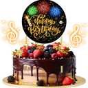 Birthday Cake Toppers with Light and Music, Blowable Birthday candles Fabulous Cake Decoration for girl or Women Plays Hit Song 'HAPPY Birthday' (Black Gold)