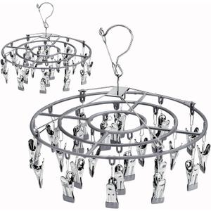 2 Pack Clothes Drying Hanger With 24 ClipsRack Clothes Hanger Sock Underwear Laundry Hangers Hanging Herb dryer Ropa Socks Clothing Stainless Bras Wet Racks Secar Flower baby Lingerie Secador Colgar