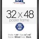 M&T Displays Snap Poster Frame Black 1.25" Aluminum Profile Front Loading Wall Mounting Photo Picture Document Certificate Sign Holder Mitered Corner Anti Glare Cover (Black, 32x48 in)