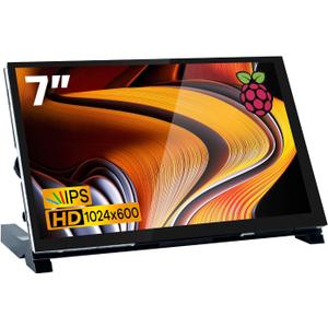 Hosyond 7 Inch IPS LCD Touch Screen Raspberry Pi Monitor Display 1024600 Capacitive Screen HDMI Monitor Compatible with Raspberry Pi 5/4B/3B+, BB Black, Windows 10 8 7