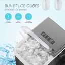 Ice Makers Countertop, Portable Ice Machine with Handle, 6 Mins 9 Bullet Ice Cubes with Basket and Scoop, 26lbs in 24Hrs, Auto-Cleaning, for Home, Kitchen, RV, Camping, Black