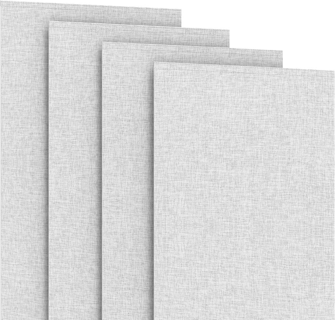 4-Panel Replacement Fabric for Sliding Panel Track Blinds 23" W x 96" L Fabric Only Pre-Attached Hook & Loop Fasteners Trimmable, No Bottom Rail Included, Room Darkening - Grey-White
