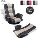 360 Swivel Gaming Floor Chair with Armrest Multi-Angle Folding Floor Chair Padded Backrest Lazy Sofa Lounge Chair for Living Room, Home Office QL201W-US-GR