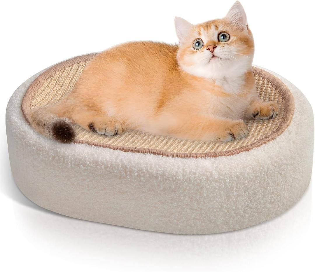 Fengsaobao Cat Scratcher Bed 2 in 1, Sisal Cat Scratching Pads Beds for Kitten, with Anti-Slip, Protect Furniture Sofa, No Debris No Mess(16.5×12.5×4in)