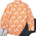 Women's Floral Boho Button Down Shirts Dress Long Sleeve Blouse Outfits Business Casual Work Tops (Orange, M)