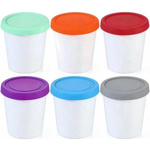6 Pack 8 Oz Ice Cream Containers for Homemade, Ice Cream Containers with Silicone Lids Leak-Free, Reusable Ice Cream Storage Containers for Freezer Chocolate Sorbet