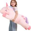 Tianmihou 40inch Cute Giant Pink Unicorn Plush Toy, Jumbo Soft Long Body Pillow Plushies Pets, Large Rainbow Unicorn Stuffed Animals, Big Doll for Kids Boys and Girls, Birthday