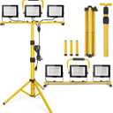 21000Lumen LED Work Lights with Stand - 3 Head Portable Work Light on Stand - IP66 Waterproof Tripod Worklights for Outdoor Indoor Job Site Workshop Garage Construction Site Lighting