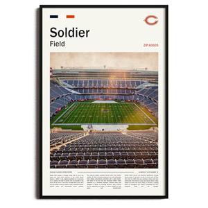 (Unframed 11"x17") SoldierFieldStadium Canvas Print – Chicago Home Field Wall Art for Bears Fans, Sports poster for Game Room or Man Cave Decor