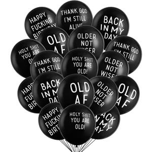 SUNBEAUTY 18PCS Abusive, Funny Old Age and Birthday Balloons with Different Phrases for Men's Birthday Decoration