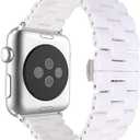AISPORTS Compatible for Apple Watch Band 49mm 46mm 45mm 44mm 42mm Ceramic, Stainless Steel Butterfly Buckle Wristband Replacement Band for Apple Watch, Size: 42mm(Series 3/2/1)/44mm/45mm/46mm/49mm