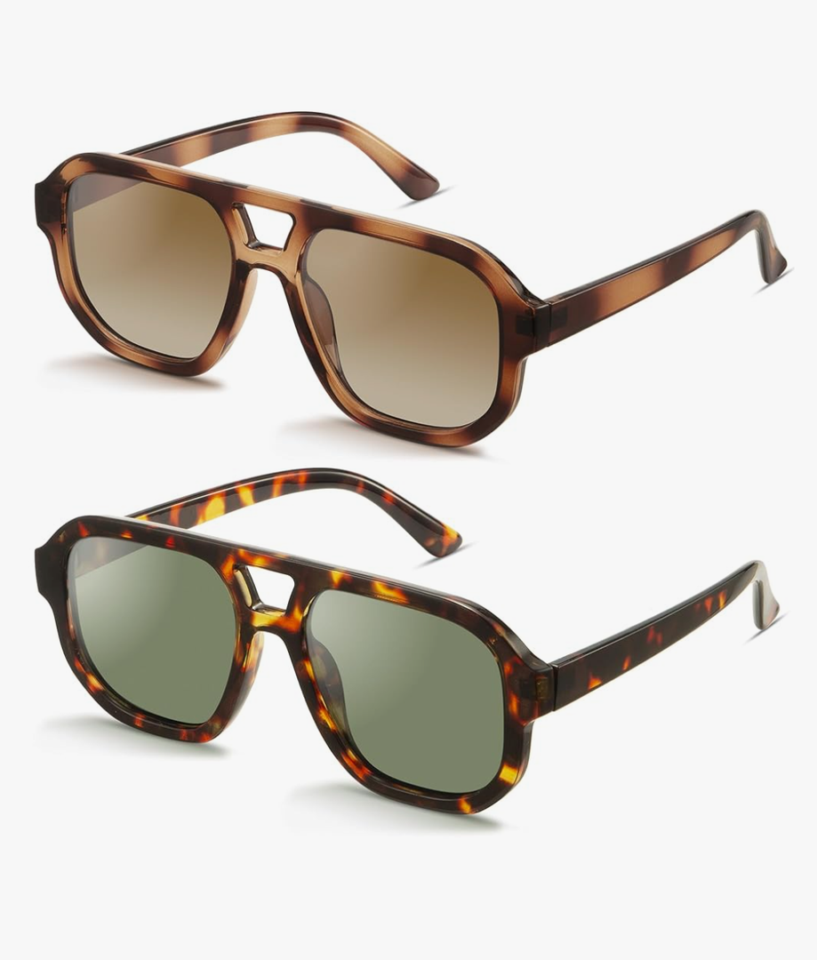 livho Trendy Polarized Square Aviator Sunglasses Women Men Square Eyewear Frame, Retro Sun Glasses for Women Men 2025 Shades