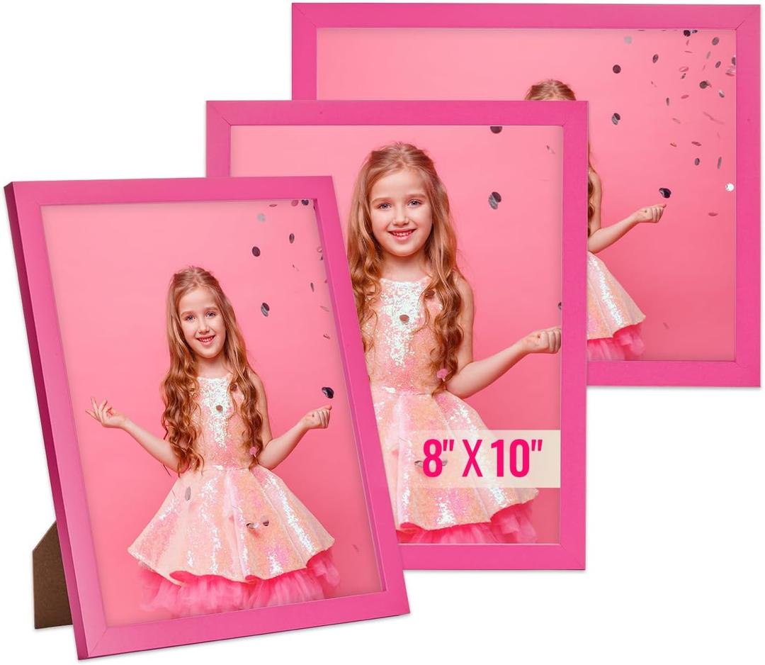 TWING 8x10 Picture Frames Pink 3 Pack,Tabletop 8x10 Pink Frame with Mat for Gallery Wall Decor, Hanging Family Frame Horizontal/Vertical Display for Mother's Day/Birthday Day