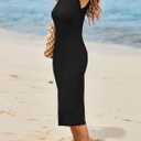 Wenrine Women's Short Sleeve T-Shirt Dress Summer Crew Neck Basic Solid Casual Long Midi Dresses
