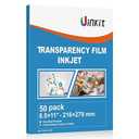Uinkit Inkjet Transparency Film 50 Sheets 8.5x11 OHP Overhead Projector Film for DIY Crafting 100% Clear Transparency Paper For Inkjet Printer