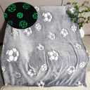 Sviuse Glow in The Dark Soccer Blanket Glow Soccer Blankets for Kids and Adults Soft Cozy Football Fans Gifts Sports Ball for Boys Men Throw Balls Decor (Glow Soccer, 50" X 60")