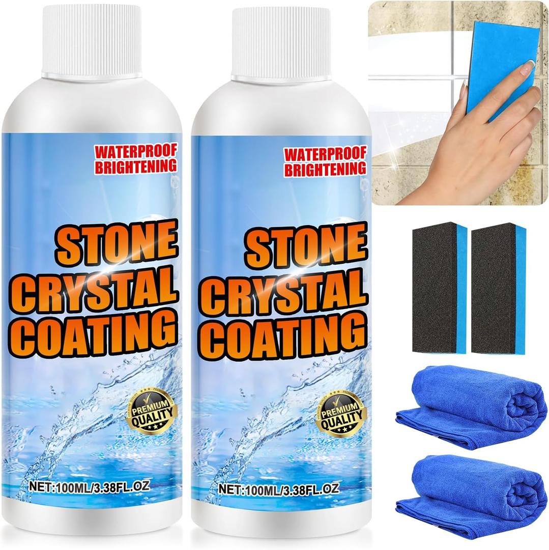 2Pcs Stone Brighten Crystal Plating Agent, Stone Crystal Plating Agent, Marble Stain Remover,Marble Polish, Nano Stone Crystal Plating Agen, Effectively Brightens Ceramic and Stone Coatings 100ml